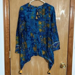 NWOT Blue and Gold Long Sleeve Top